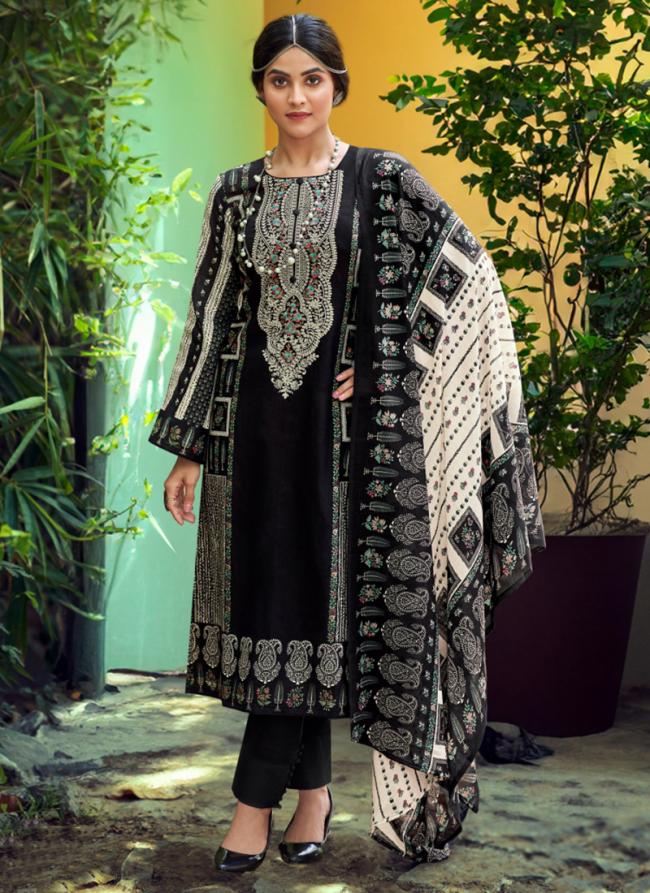 Pure Lawn Black Casual Wear Printed Salwar Suit